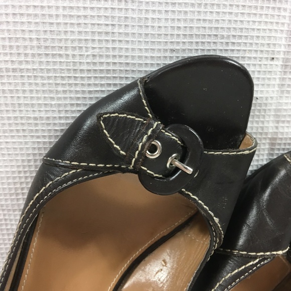 Etienne Aigner womens brown leather open toe heels - Picture 7 of 7